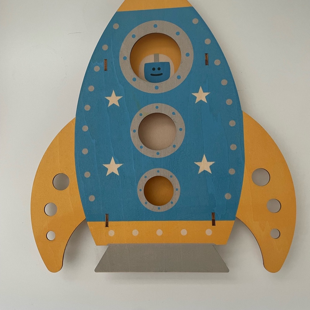 Natural Wood Rocket Wall Decor
